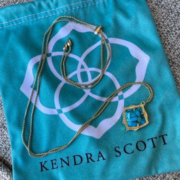 Kendra Scott Gold Turquoise Crackle Necklace - Picture 3 of 3